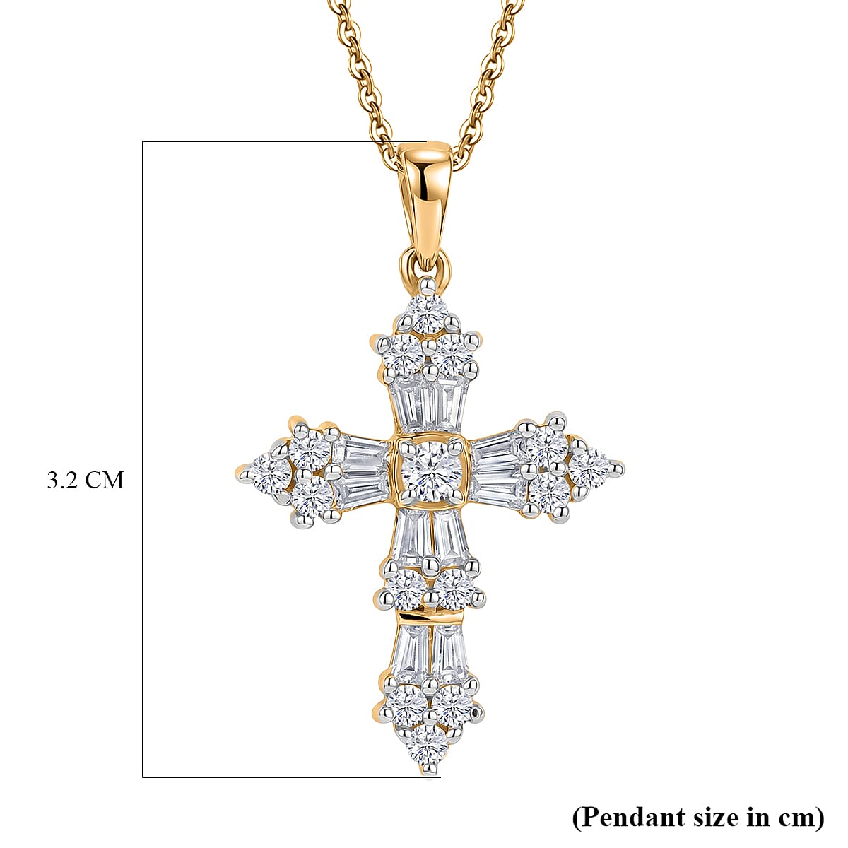 D'Joy - Moissanite Pendant with Chain (Size 20) in Yellow Gold Plated Sterling Silver 1.20 Ct
