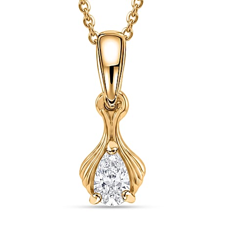 D'Joy - Moissanite Pendant with Chain (Size 20) in Yellow Gold Plated Sterling Silver