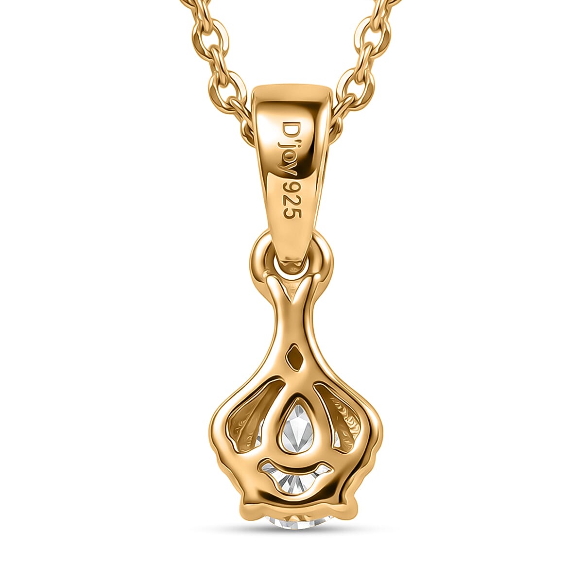 D'Joy - Moissanite Pendant with Chain (Size 20) in Yellow Gold Plated Sterling Silver
