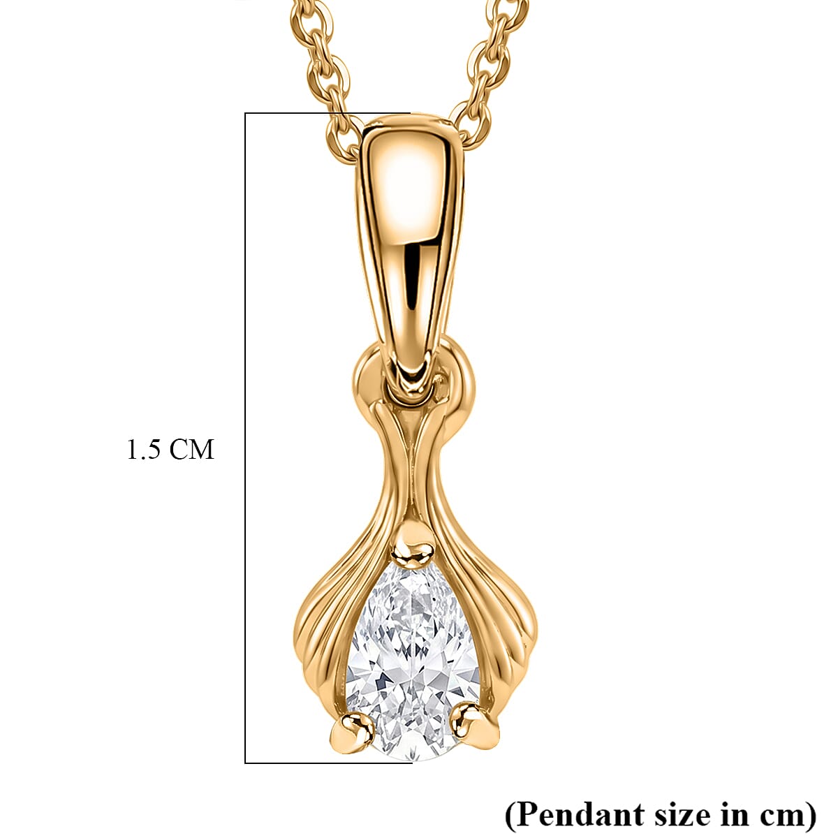 D'Joy - Moissanite Pendant with Chain (Size 20) in Yellow Gold Plated Sterling Silver