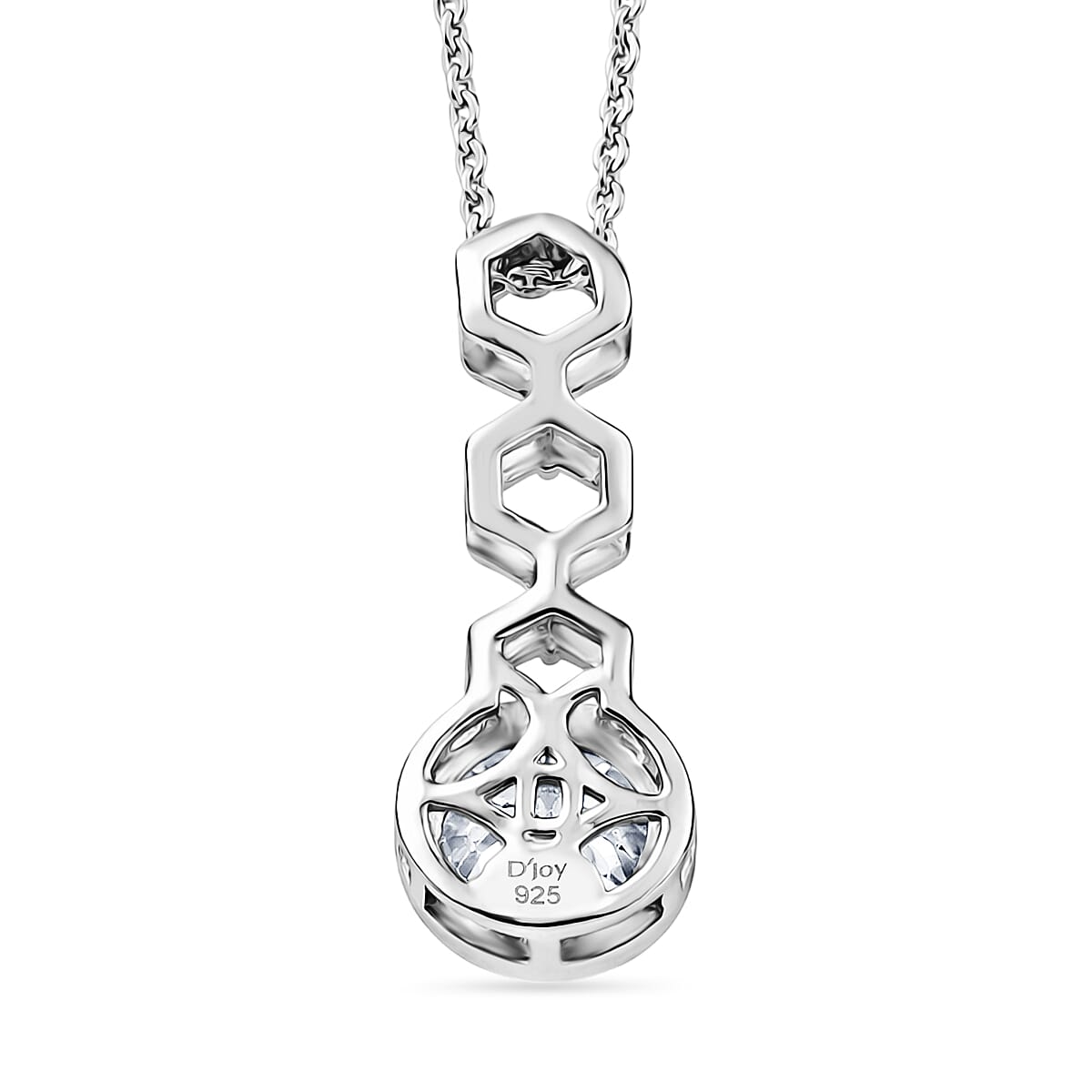 D'Joy - Moissanite Pendant with Chain (Size 20) in Platinum Overlay Sterling Silver 1.00 Ct.