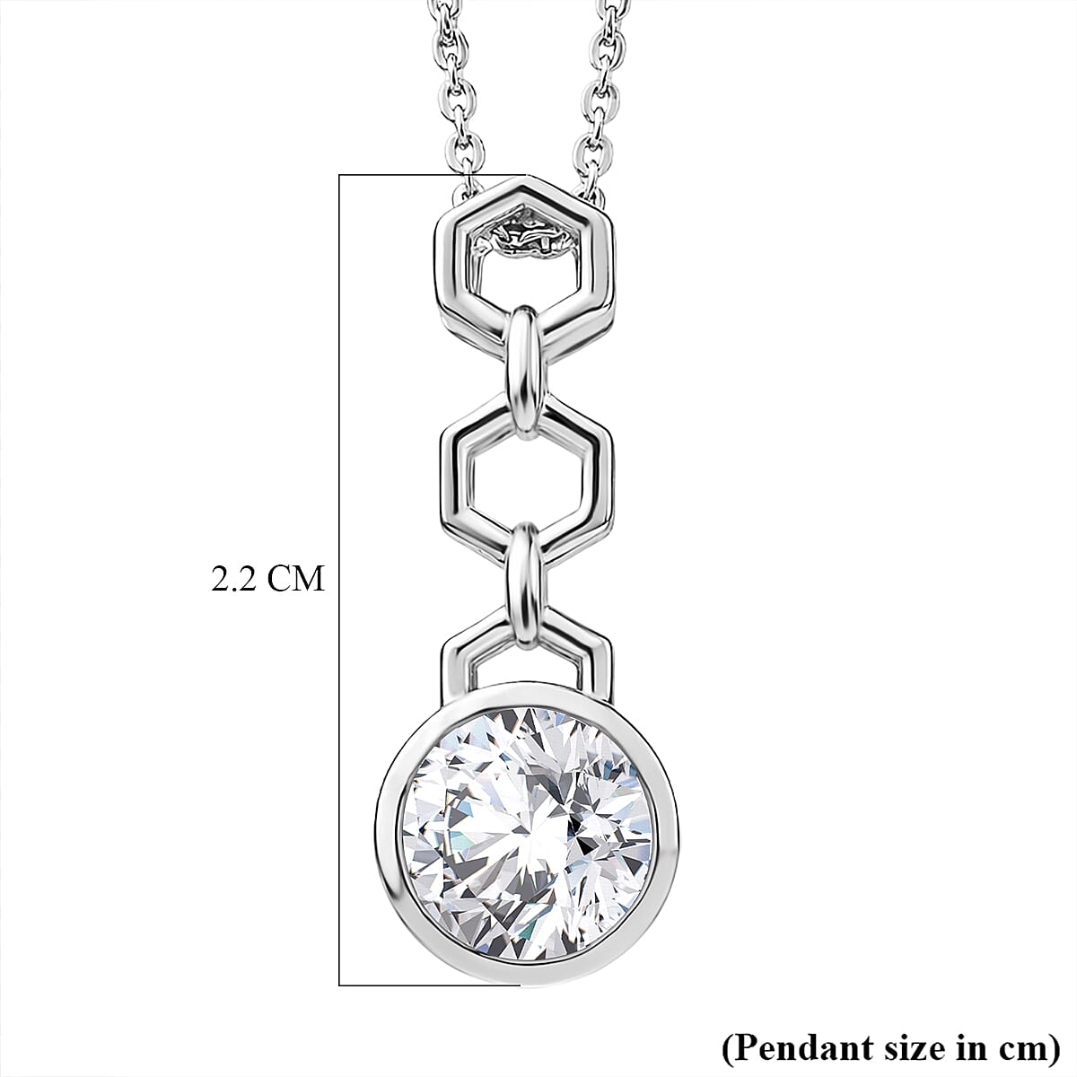 D'Joy - Moissanite Pendant with Chain (Size 20) in Platinum Overlay Sterling Silver 1.00 Ct.