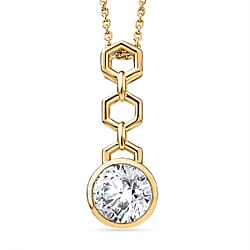 D'Joy - Moissanite Solitaire Drop Pendant with Chain (Size 20) in Platinum Overlay Sterling Silver 1.00 Ct.