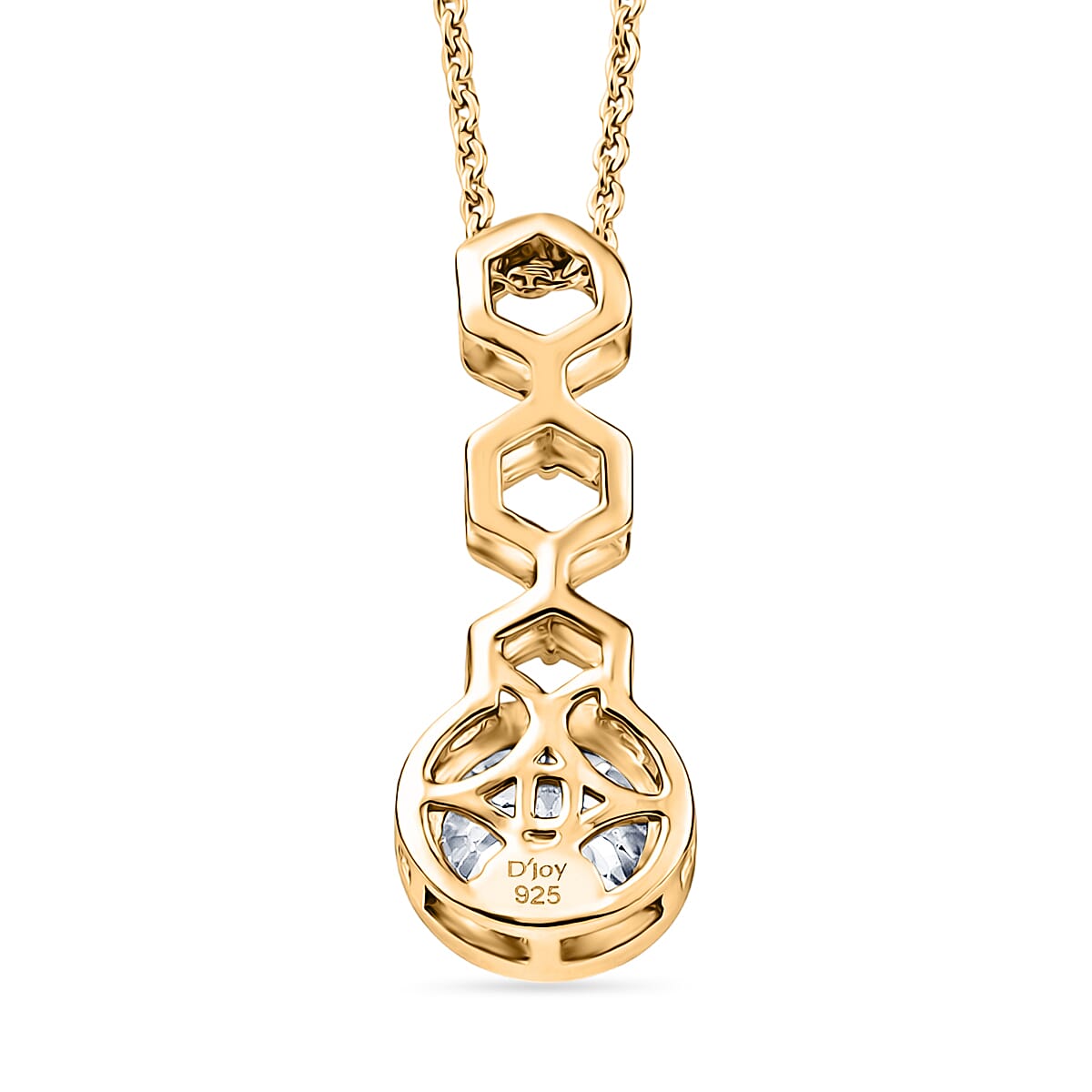 D'Joy - Moissanite Pendant with Chain (Size 20) in Yellow Gold Plated Sterling Silver 1.00 Ct.