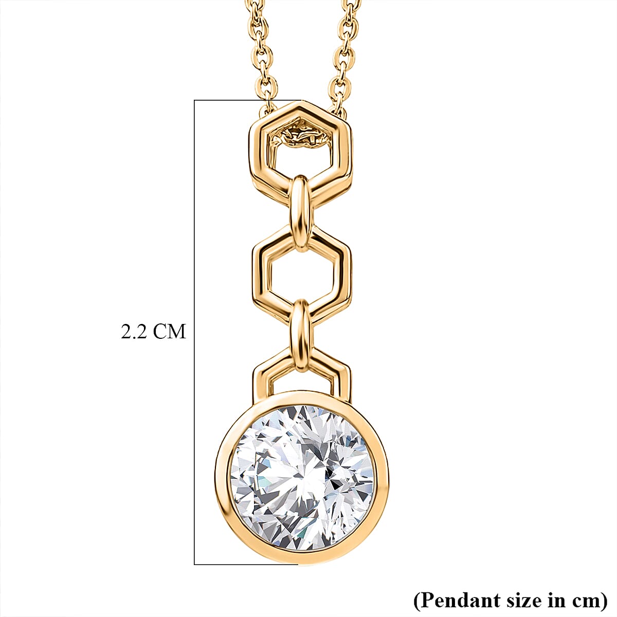 D'Joy - Moissanite Pendant with Chain (Size 20) in Yellow Gold Plated Sterling Silver 1.00 Ct.