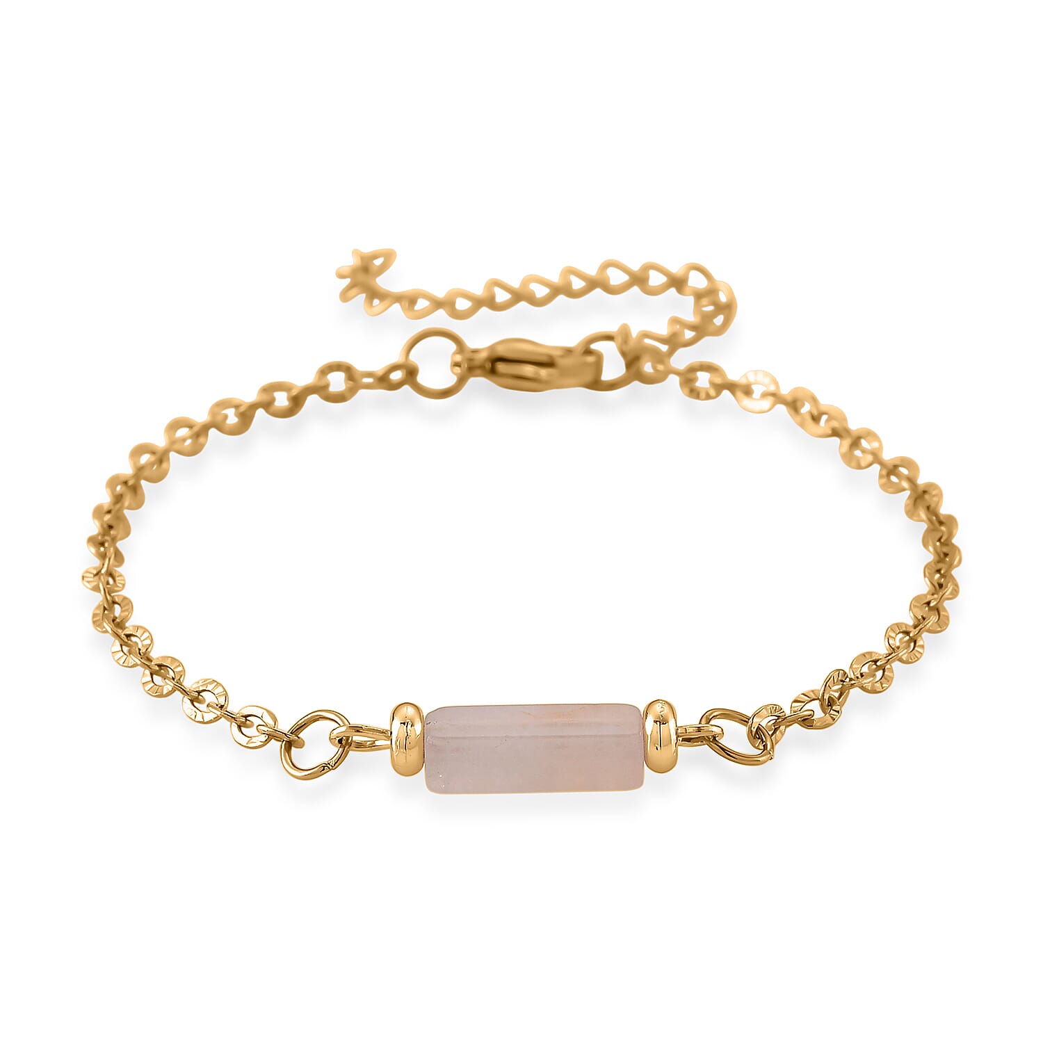 Set of 3 - Rose Quartz Beads Adjustable Bracelet (Size - 7-2 Ext) in Yellow Gold Tone 50.00 Ct.