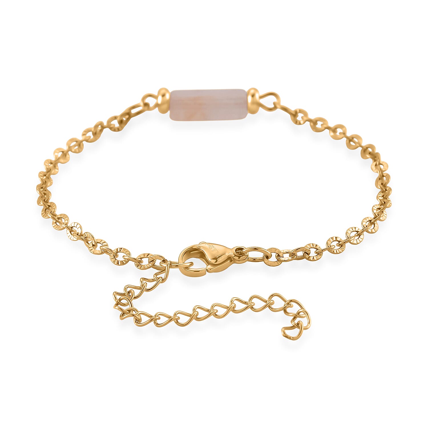Set of 3 - Rose Quartz Beads Adjustable Bracelet (Size - 7-2 Ext) in Yellow Gold Tone 50.00 Ct.