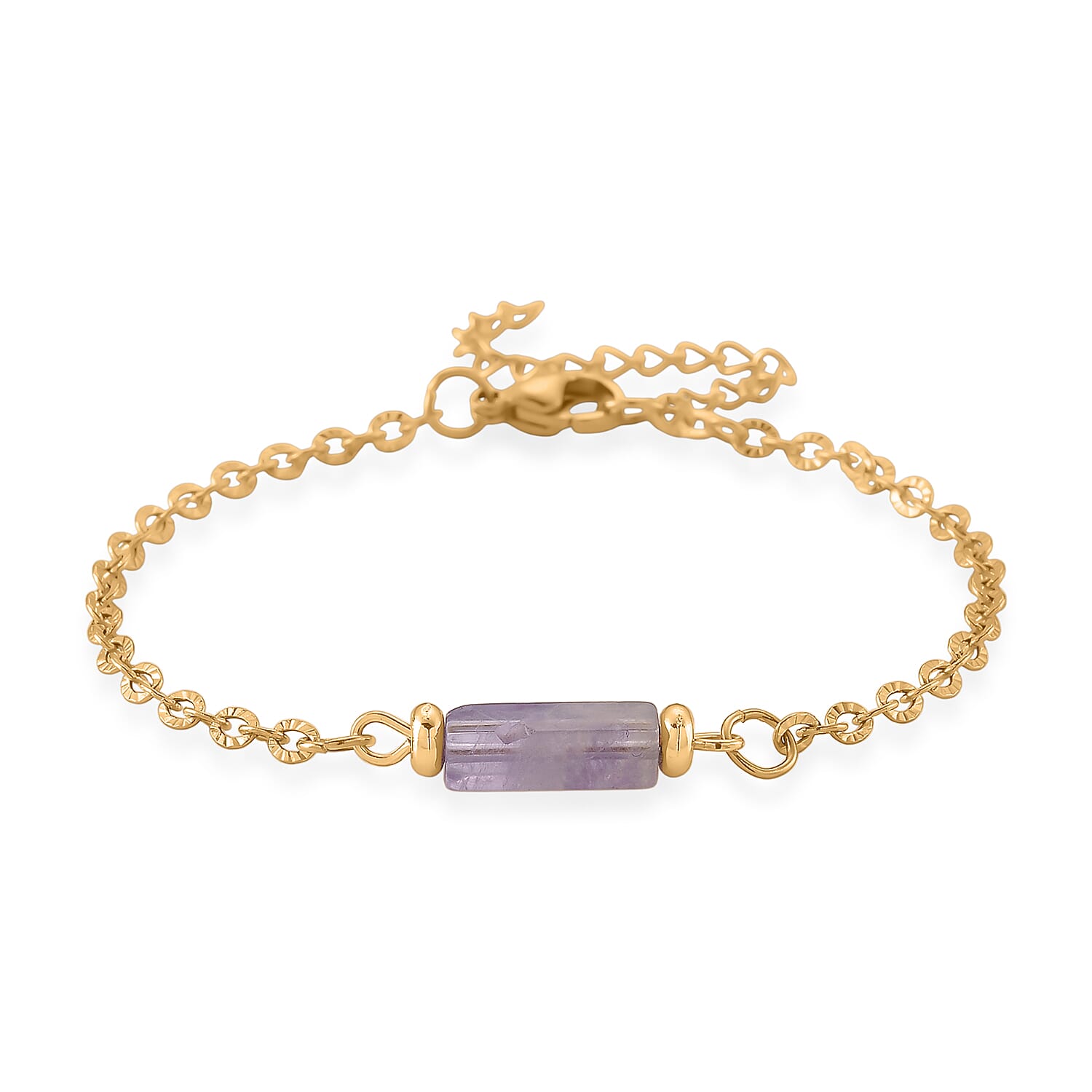 Set of 3 - African Amethyst Beads Adjustable Bracelet (Size - 7-2 Ext) in Yellow Gold Tone 50.00 Ct.