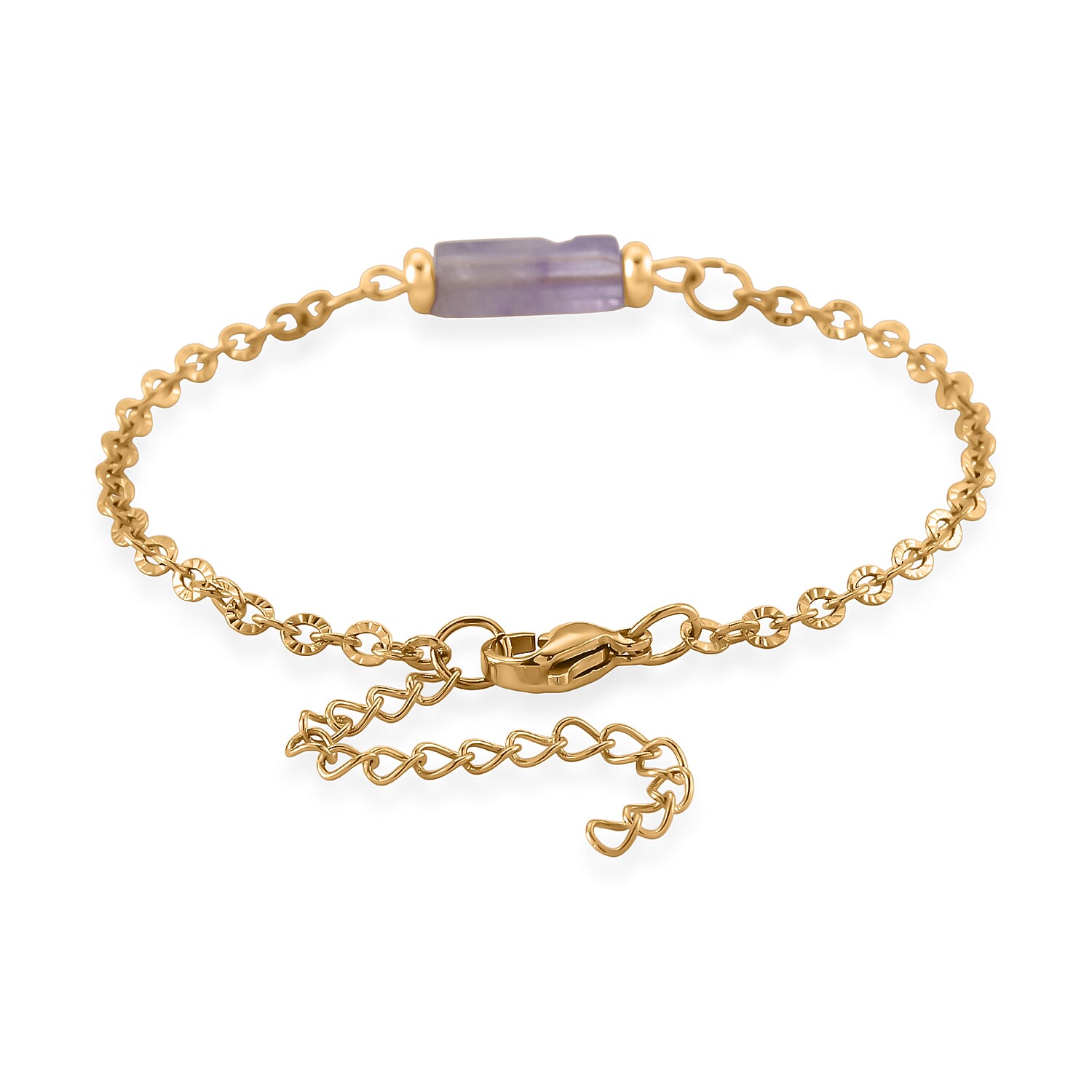 Set of 3 - African Amethyst Beads Adjustable Bracelet (Size - 7-2 Ext) in Yellow Gold Tone 50.00 Ct.