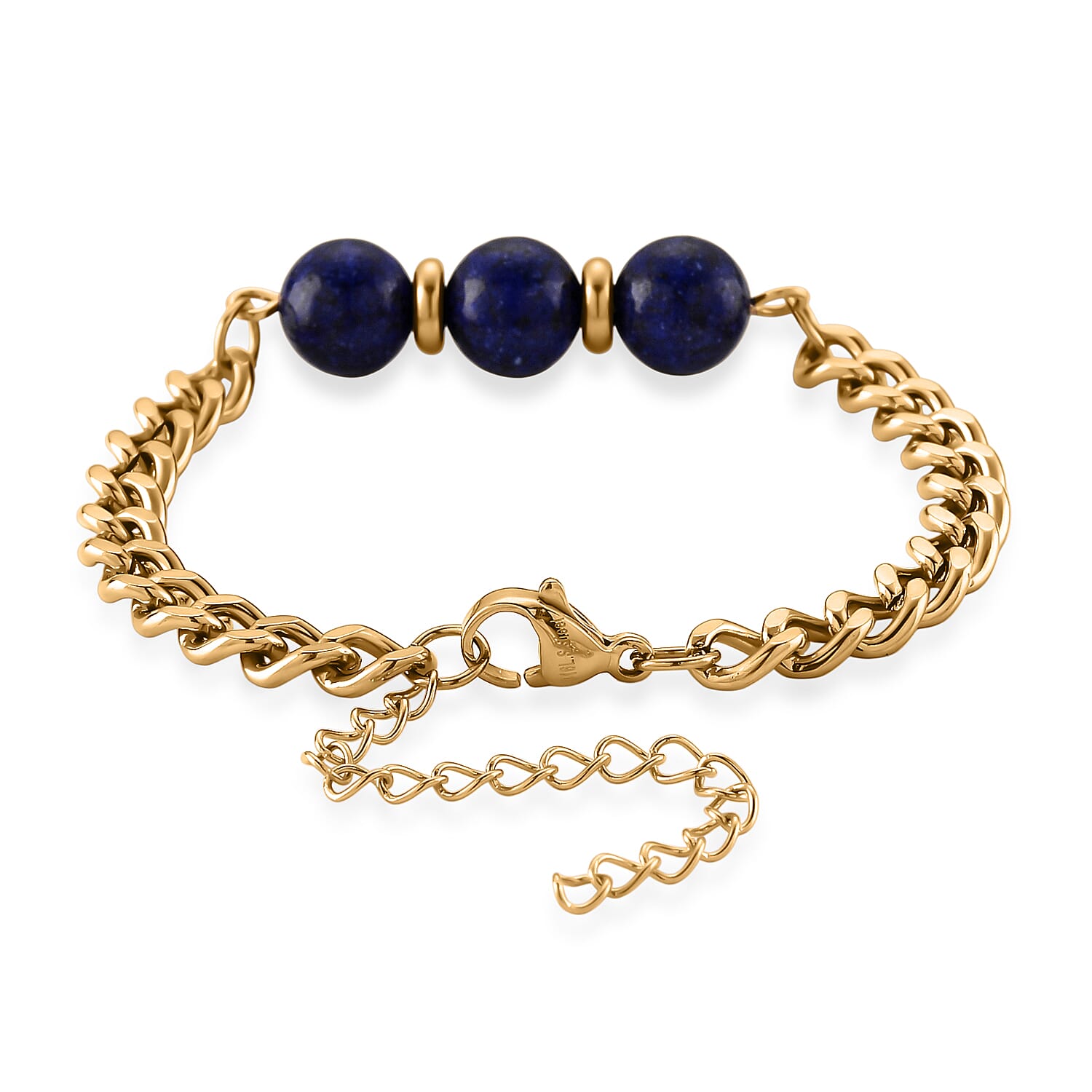 Set of 3 - Lapis Lazuli Beads Bracelet Adjustable Bracelet (Size - 7-2 Ext) 50.00 Ct.