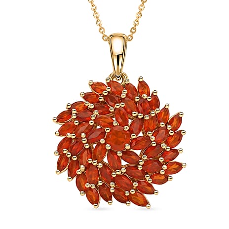 D'Joy - Fire Opal Pendant with Chain (Size 20) in 18K Vermeil Yellow Gold Plated Sterling Silver 2.67 Ct.
