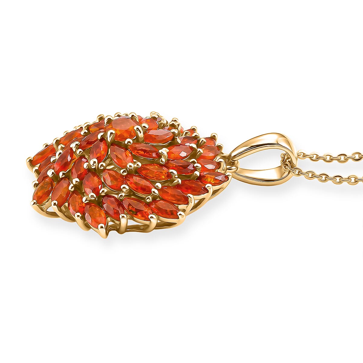 D'Joy - Fire Opal Pendant with Chain (Size 20) in 18K Vermeil Yellow Gold Plated Sterling Silver 2.67 Ct.