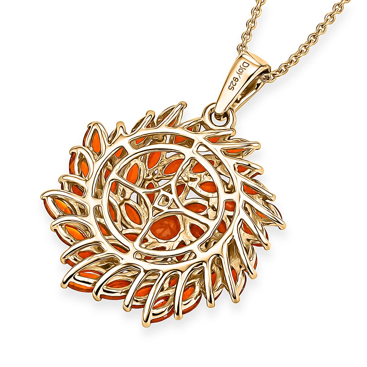 D'Joy - Fire Opal Pendant with Chain (Size 20) in 18K Vermeil Yellow Gold Plated Sterling Silver 2.67 Ct.
