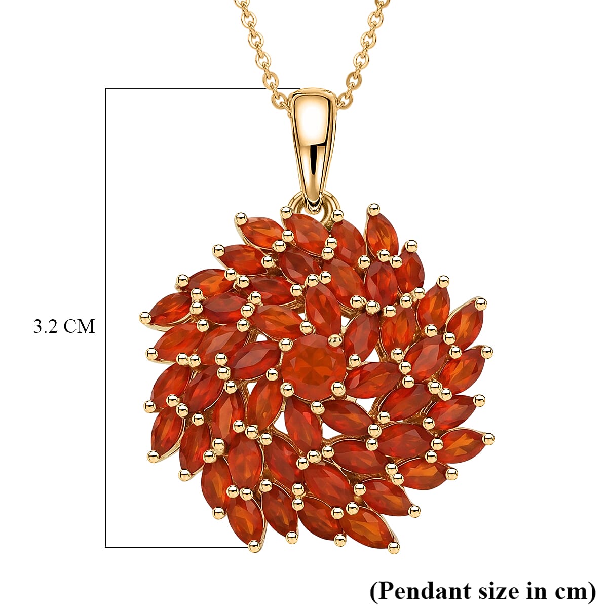 D'Joy - Fire Opal Pendant with Chain (Size 20) in 18K Vermeil Yellow Gold Plated Sterling Silver 2.67 Ct.