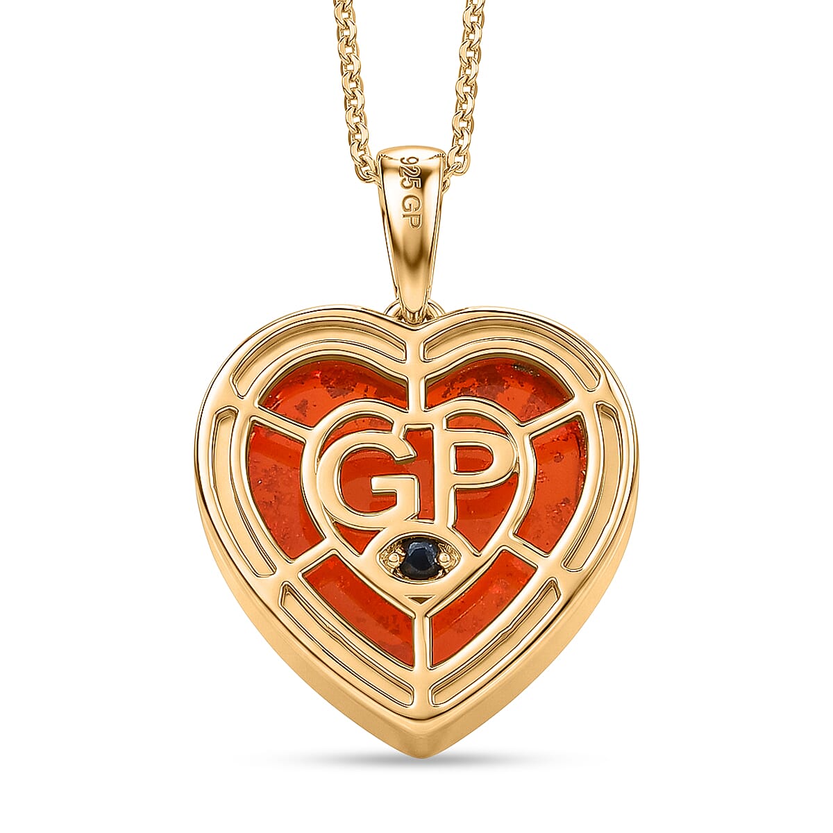 GP Family Legacy Italy - Genuine Murano With 24K Gold  & Blue Sapphire Pendant With Chain (Size 20) in 18K Gold Vermeil Sterling Silver