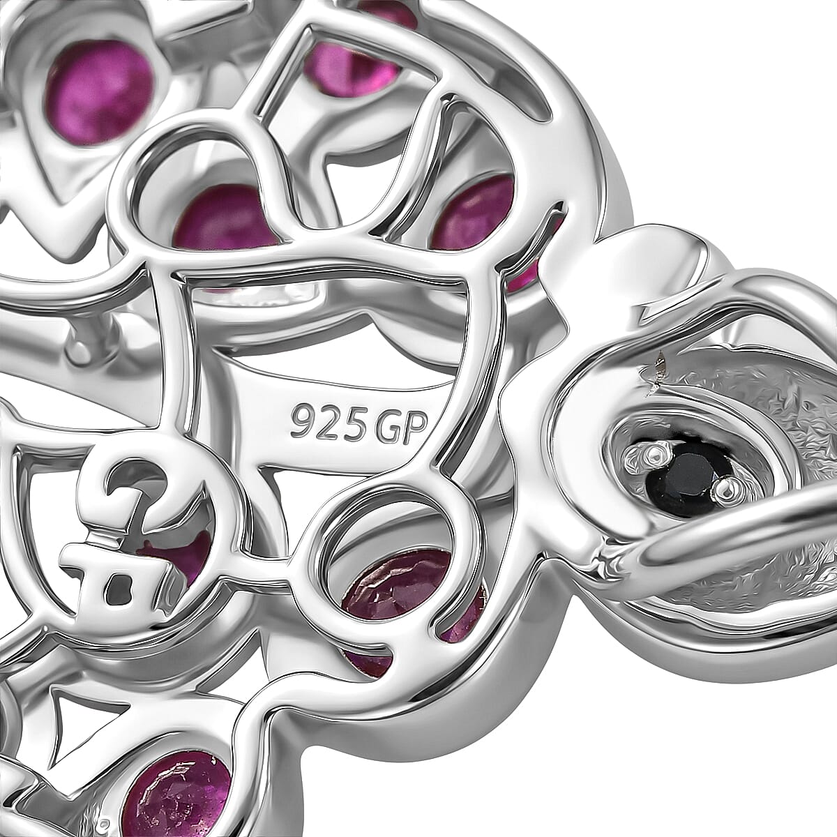GP - African Ruby & Blue Sapphire Pendant with Chain (Size 20) in Rhodium Overlay Sterling Silver 1.61 Ct.