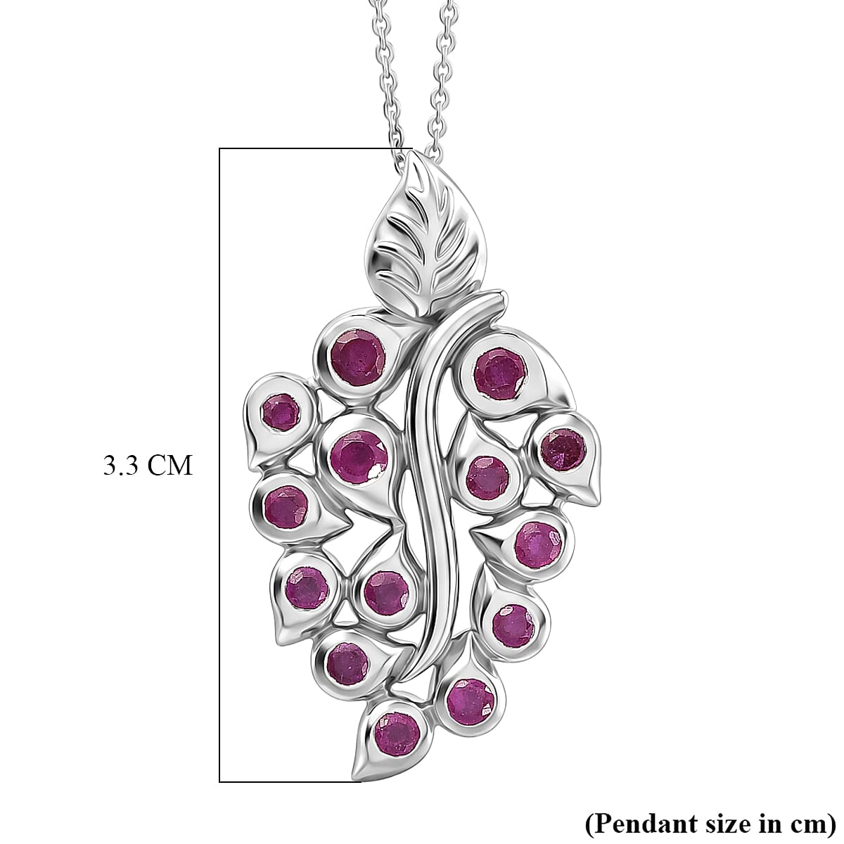 GP - African Ruby & Blue Sapphire Pendant with Chain (Size 20) in Rhodium Overlay Sterling Silver 1.61 Ct.