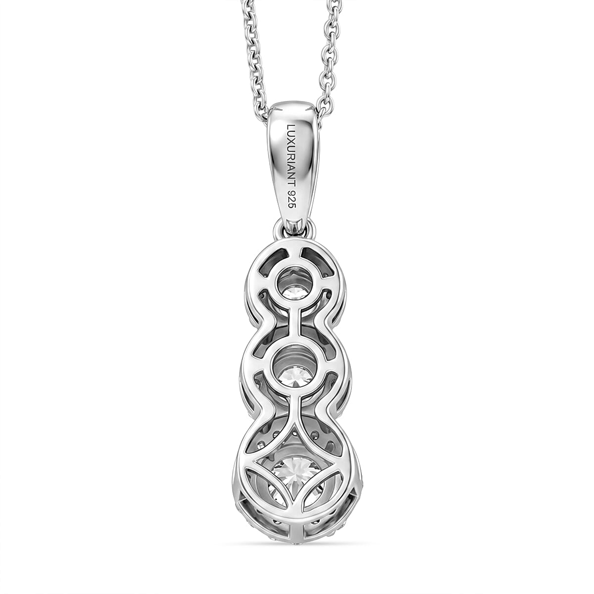Luxuriant - Lab Grown Diamond (SI-G-H) Drop Pendant with Chain (Size 20) in Rhodium Overlay Sterling Silver 0.80 Ct.