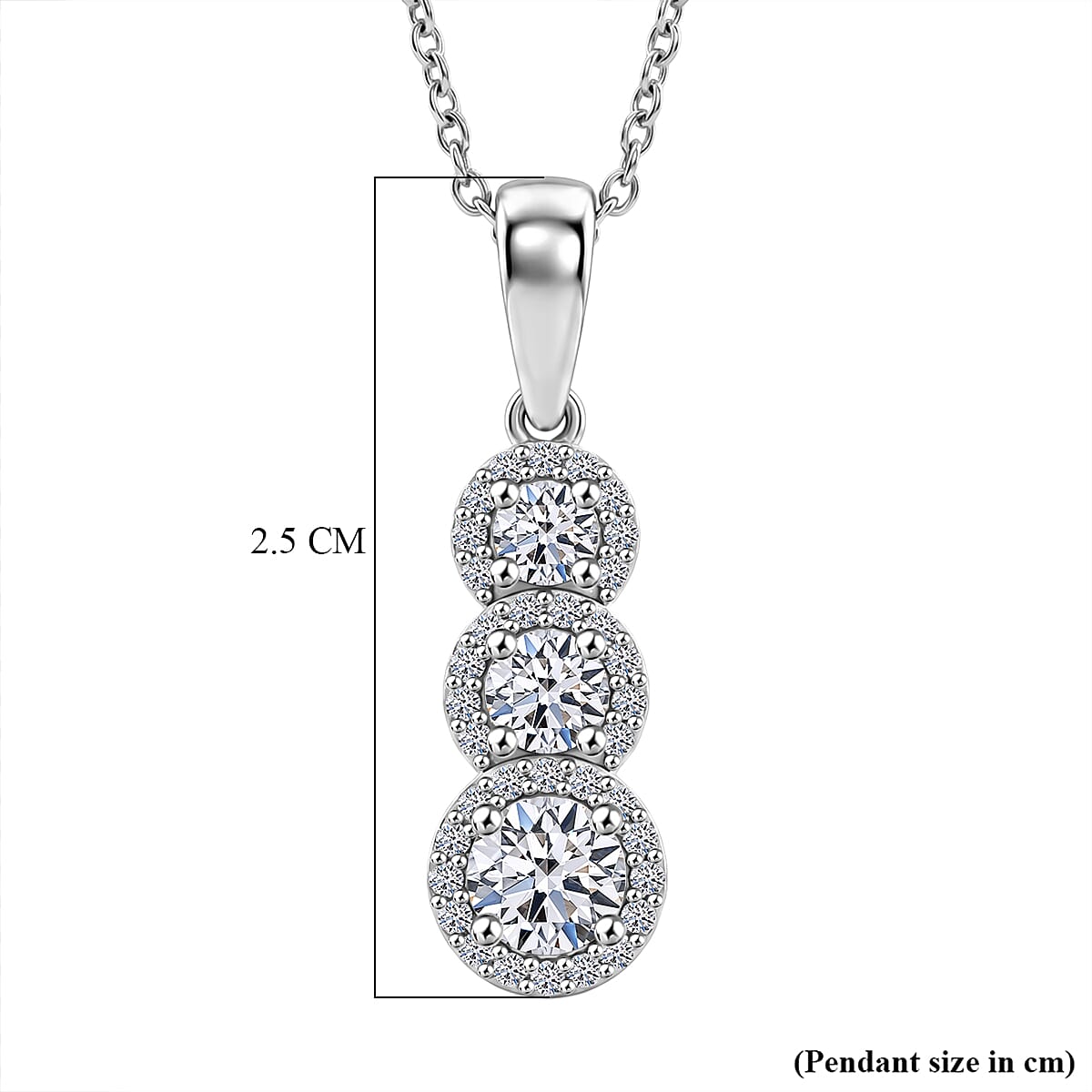 Luxuriant - Lab Grown Diamond (SI-G-H) Drop Pendant with Chain (Size 20) in Rhodium Overlay Sterling Silver 0.80 Ct.
