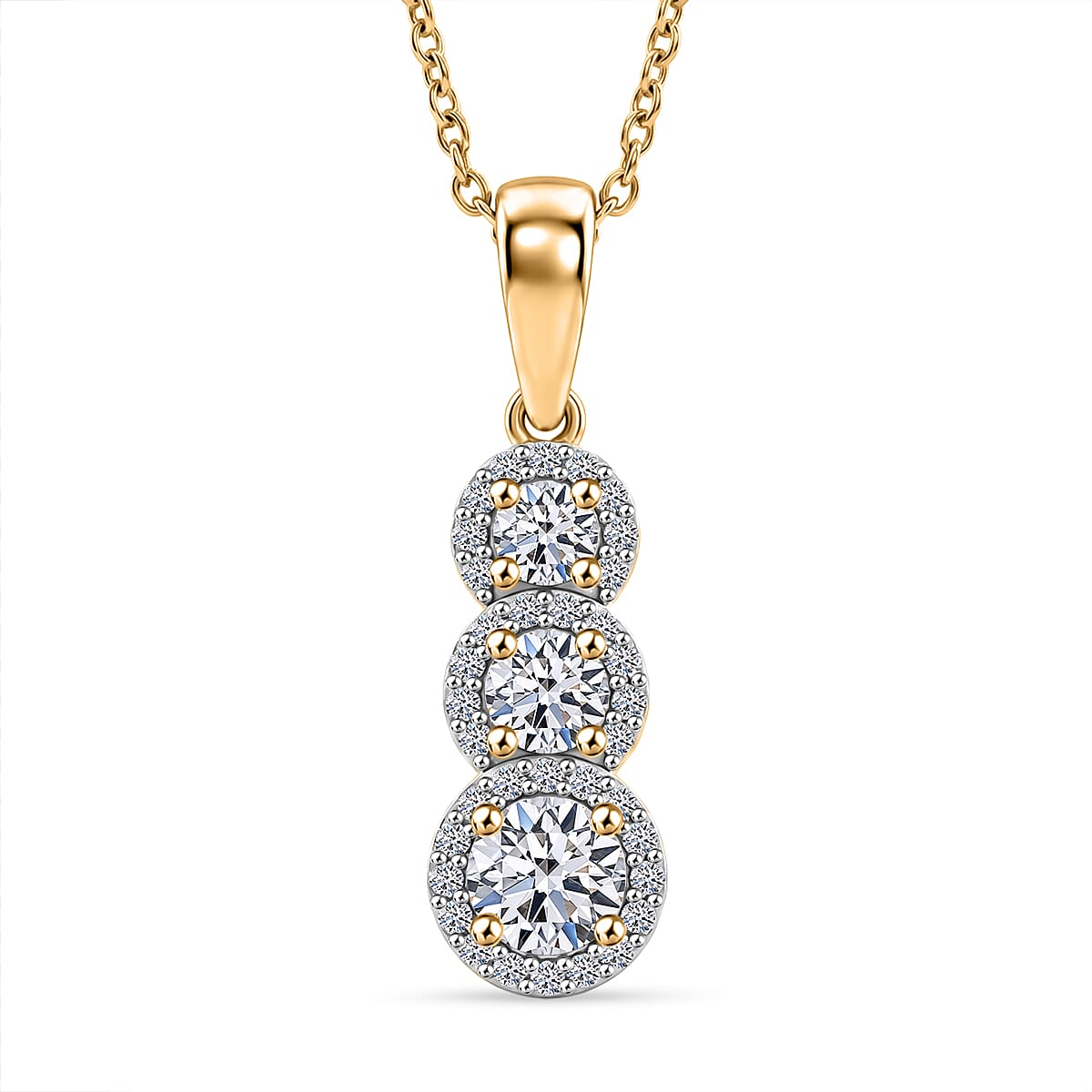 Luxuriant - Lab Grown Diamond (SI-G-H) Drop Pendant with Chain (Size 20) in 18K Vermeil Yellow Gold Plated Sterling Silver 0.80 Ct.