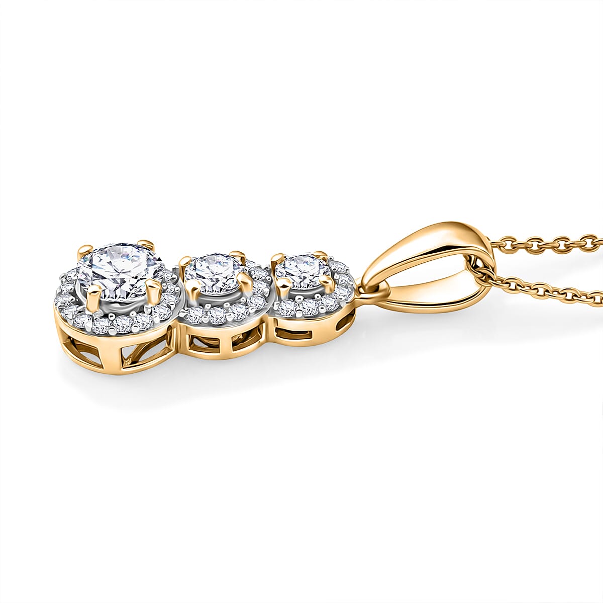 Luxuriant - Lab Grown Diamond (SI-G-H) Drop Pendant with Chain (Size 20) in 18K Vermeil Yellow Gold Plated Sterling Silver 0.80 Ct.