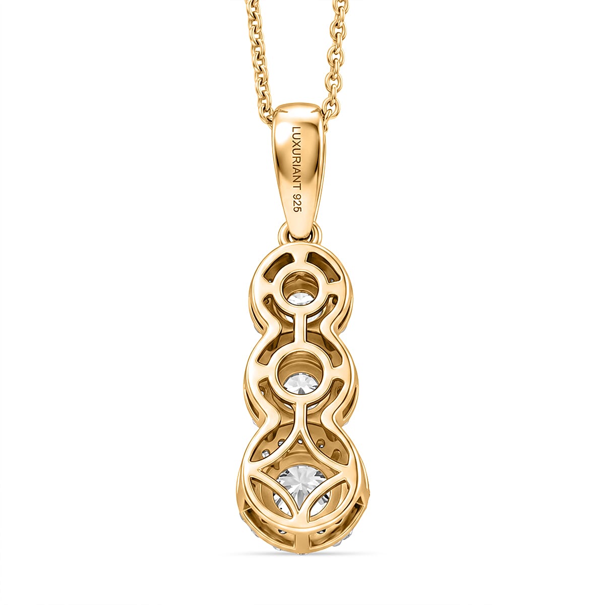 Luxuriant - Lab Grown Diamond (SI-G-H) Drop Pendant with Chain (Size 20) in 18K Vermeil Yellow Gold Plated Sterling Silver 0.80 Ct.