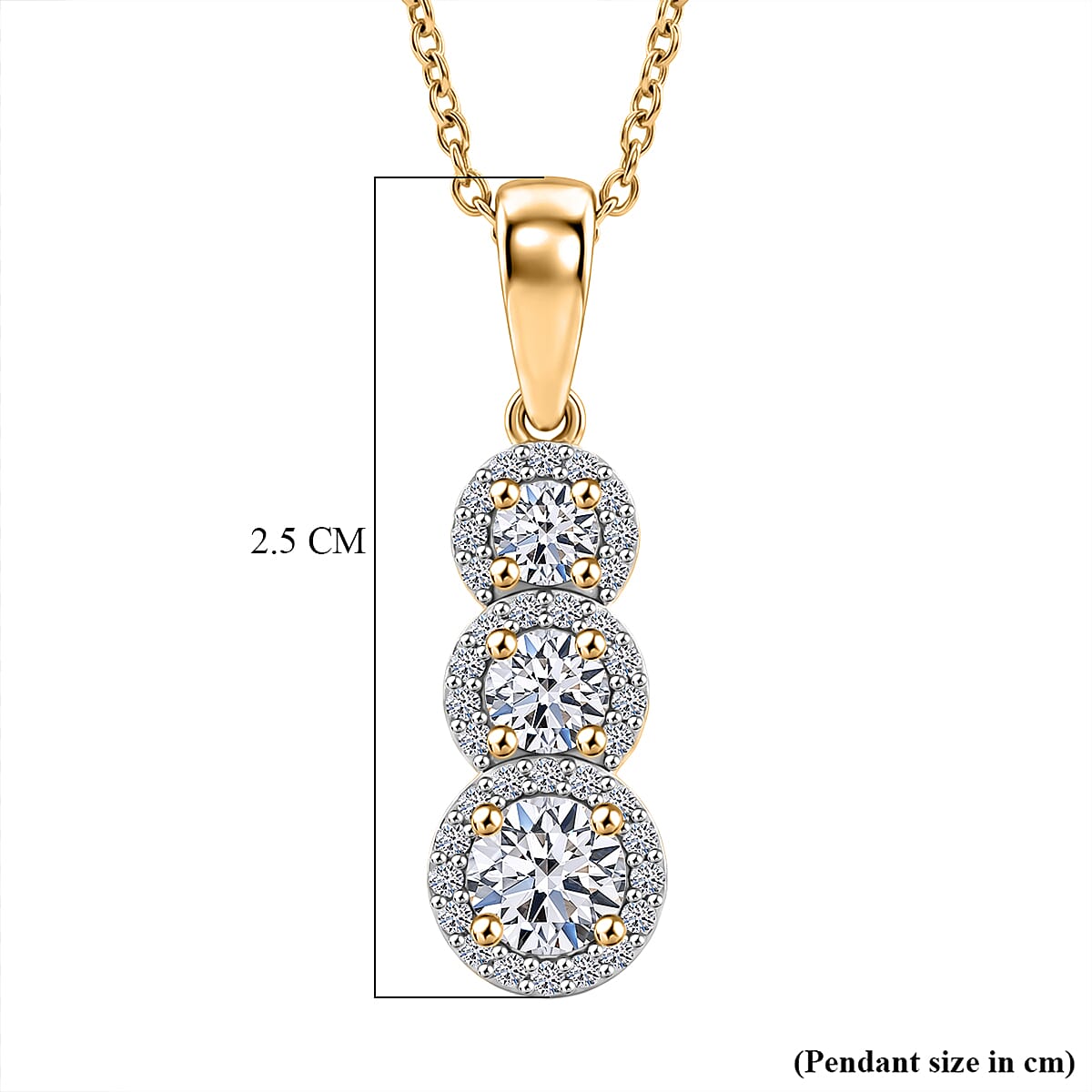 Luxuriant - Lab Grown Diamond (SI-G-H) Drop Pendant with Chain (Size 20) in 18K Vermeil Yellow Gold Plated Sterling Silver 0.80 Ct.