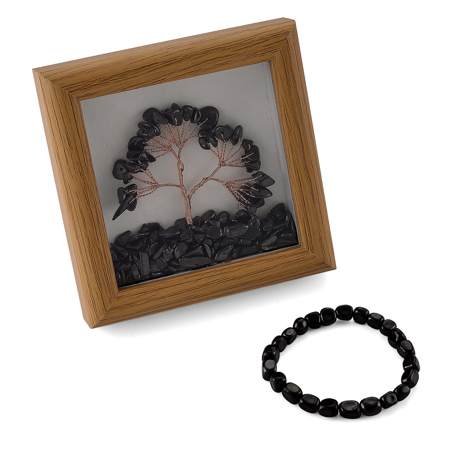 Set of 2 - Life of Tree Photo Frame & Shungite Stretchable Bracelet (Size - 7) 300.00 Ct.