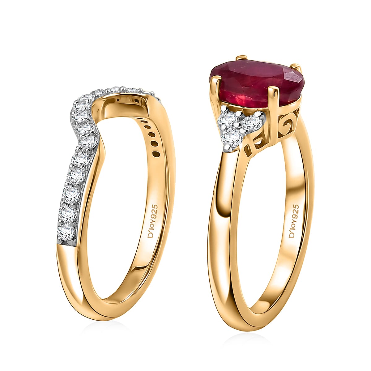 LUXURIANT - Set of 2 - Moissanite Solitaire Ring in Sterling Silver 2.50 Ct.