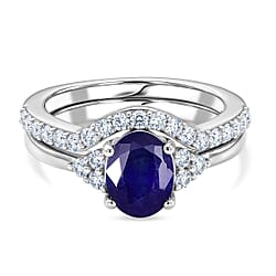 LUXURIANT - Set of 2 - Moissanite Solitaire Ring in Sterling Silver 2.50 Ct.