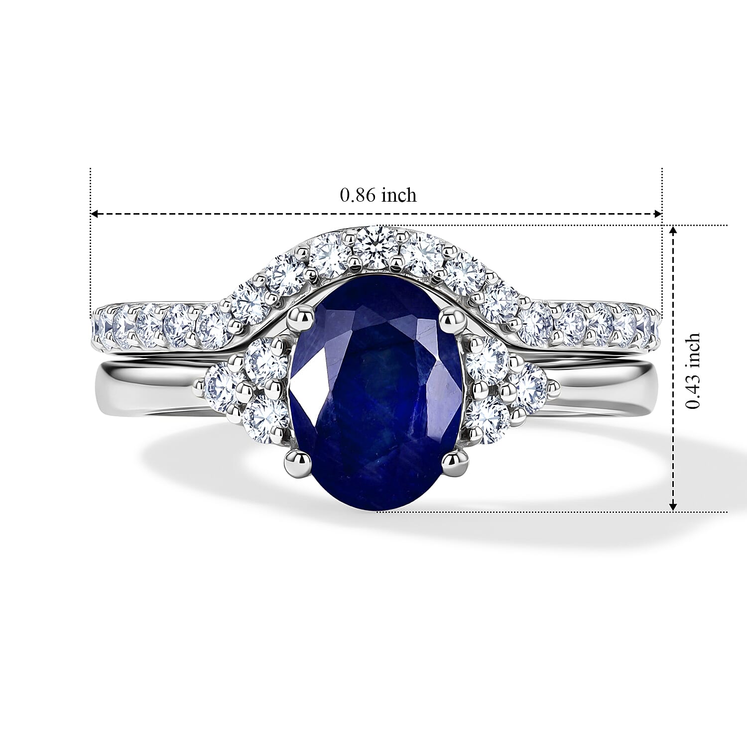 LUXURIANT - Set of 2 - Moissanite Solitaire Ring in Sterling Silver 2.50 Ct.