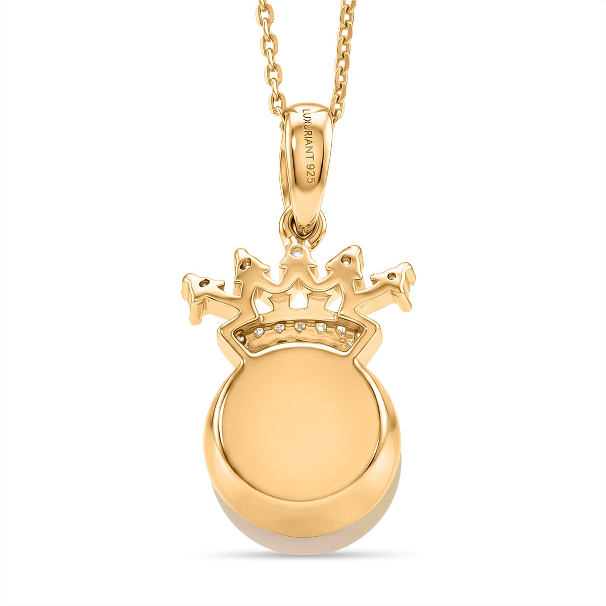 Luxuriant - Golden South Sea Pearl & Lab Grown Diamond (SI-G-H) Pendant with Chain (Size 20) in 18K Vermeil Yellow Gold Plated Sterling Silver 7.34 Ct.