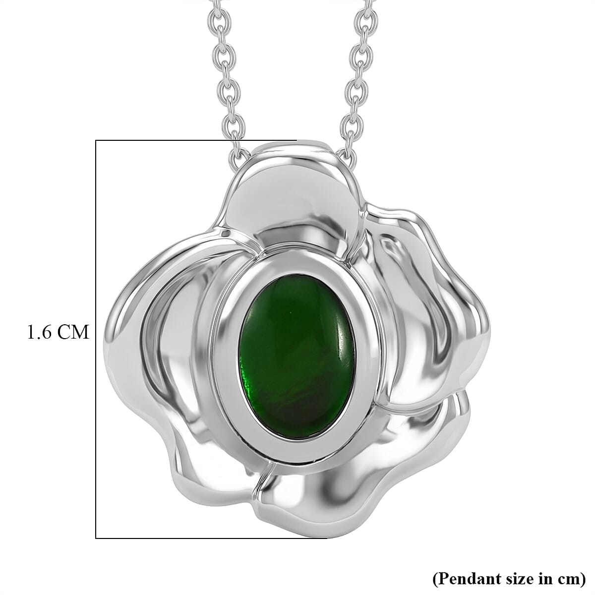 D'Joy - Ammolite Pendant with Chain (Size 20) in Rhodium Overlay Sterling Silver