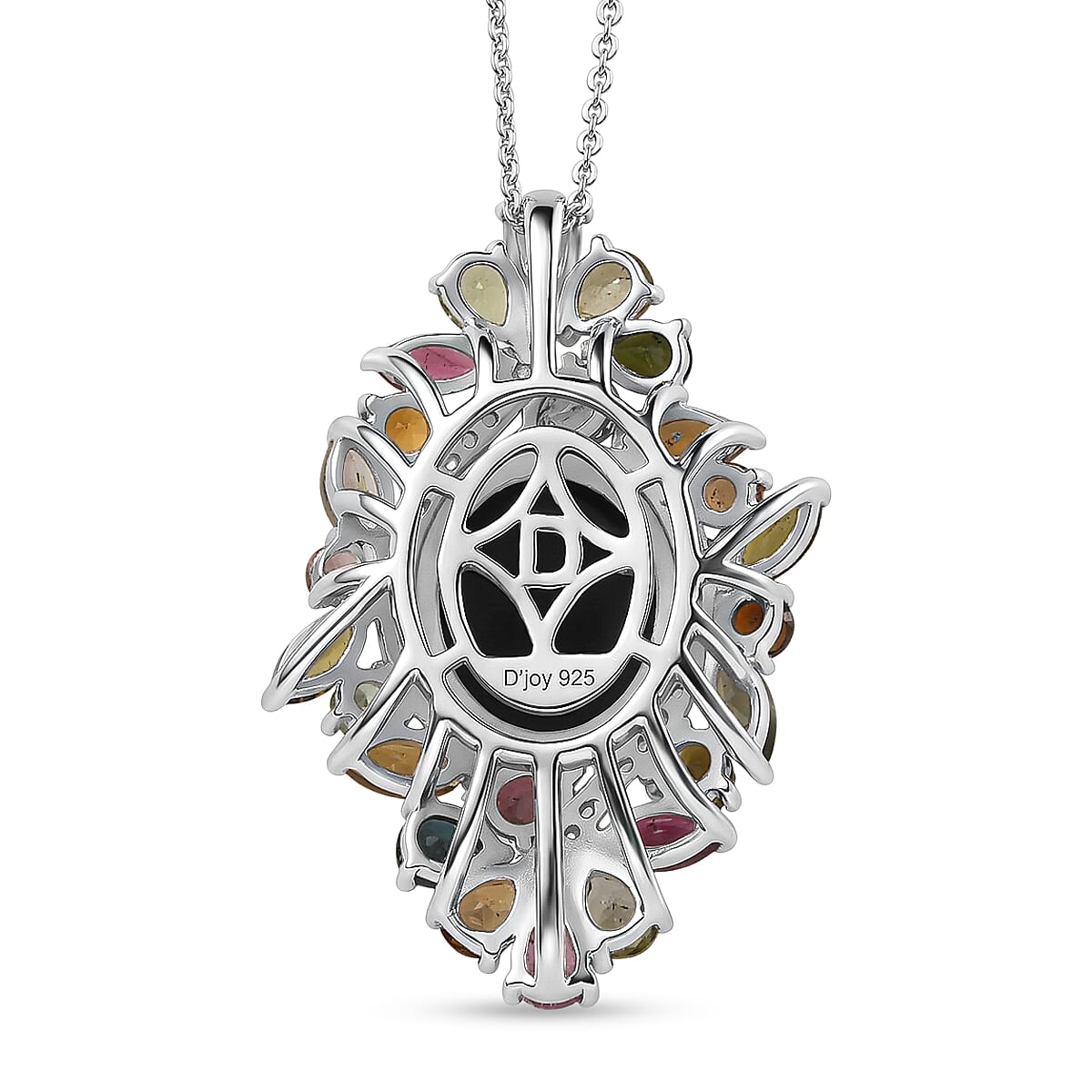 D'Joy - Boulder Opal Triplet, Multi-Tourmaline & White Zircon Pendant with Chain (Size 20) in Rhodium Overlay Sterling Silver 6.40 Ct.