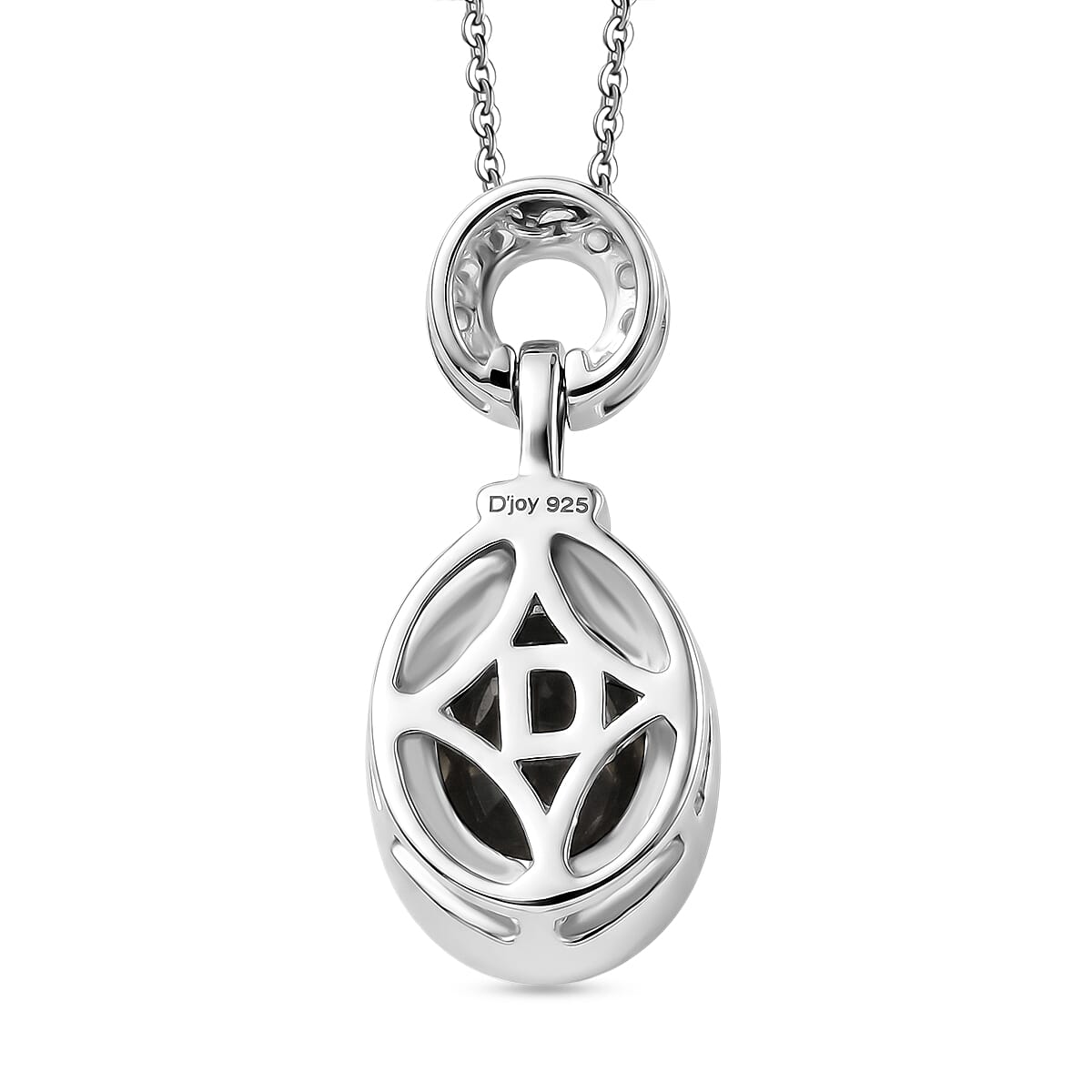 D'Joy - Boulder Opal Triplet & White Zircon Pendant with Chain (Size 20) in Rhodium Overlay Sterling Silver 1.35 Ct