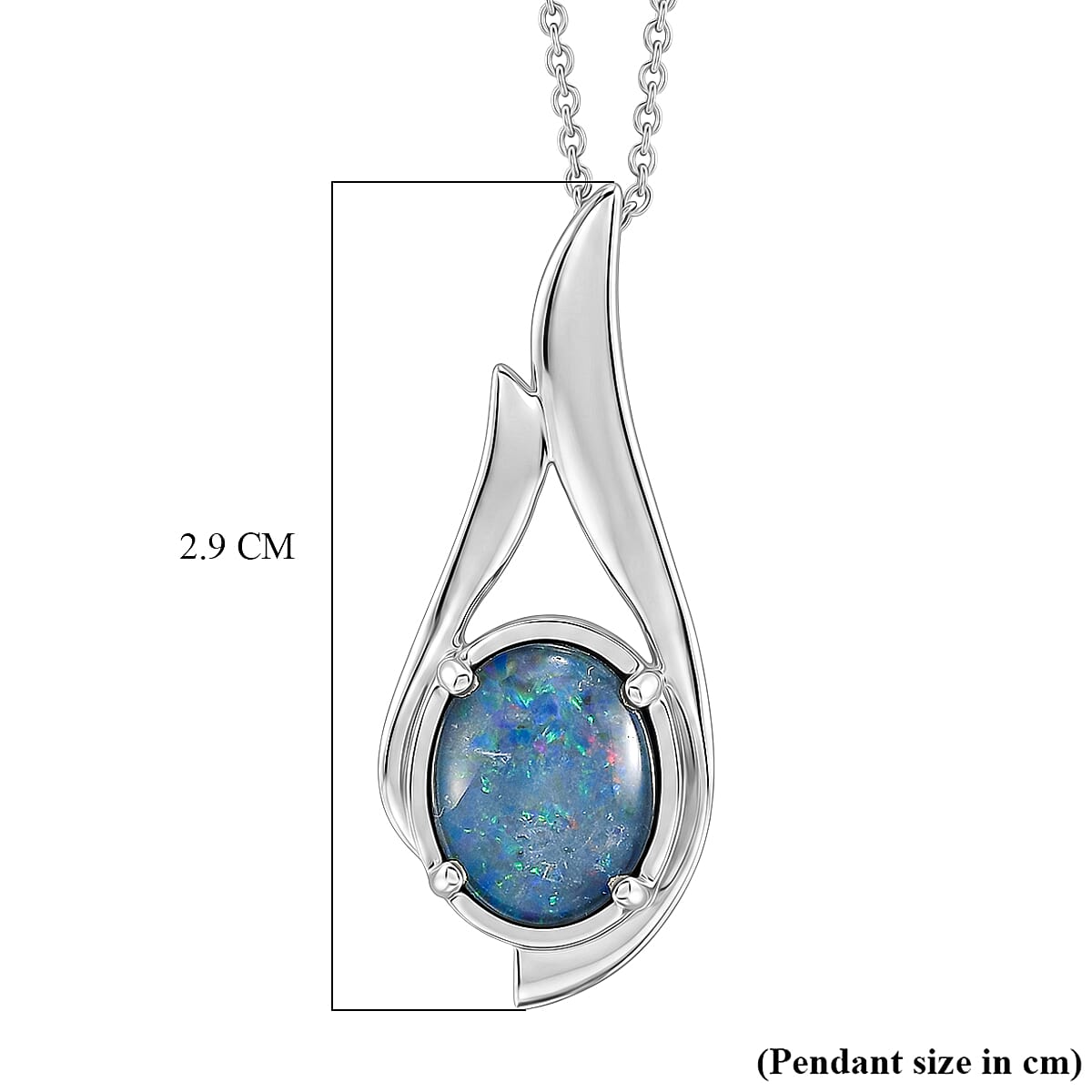 D'Joy - Boulder Opal Pendant with Chain (Size 20) in Rhodium Overlay Sterling Silver 1.50 Ct.