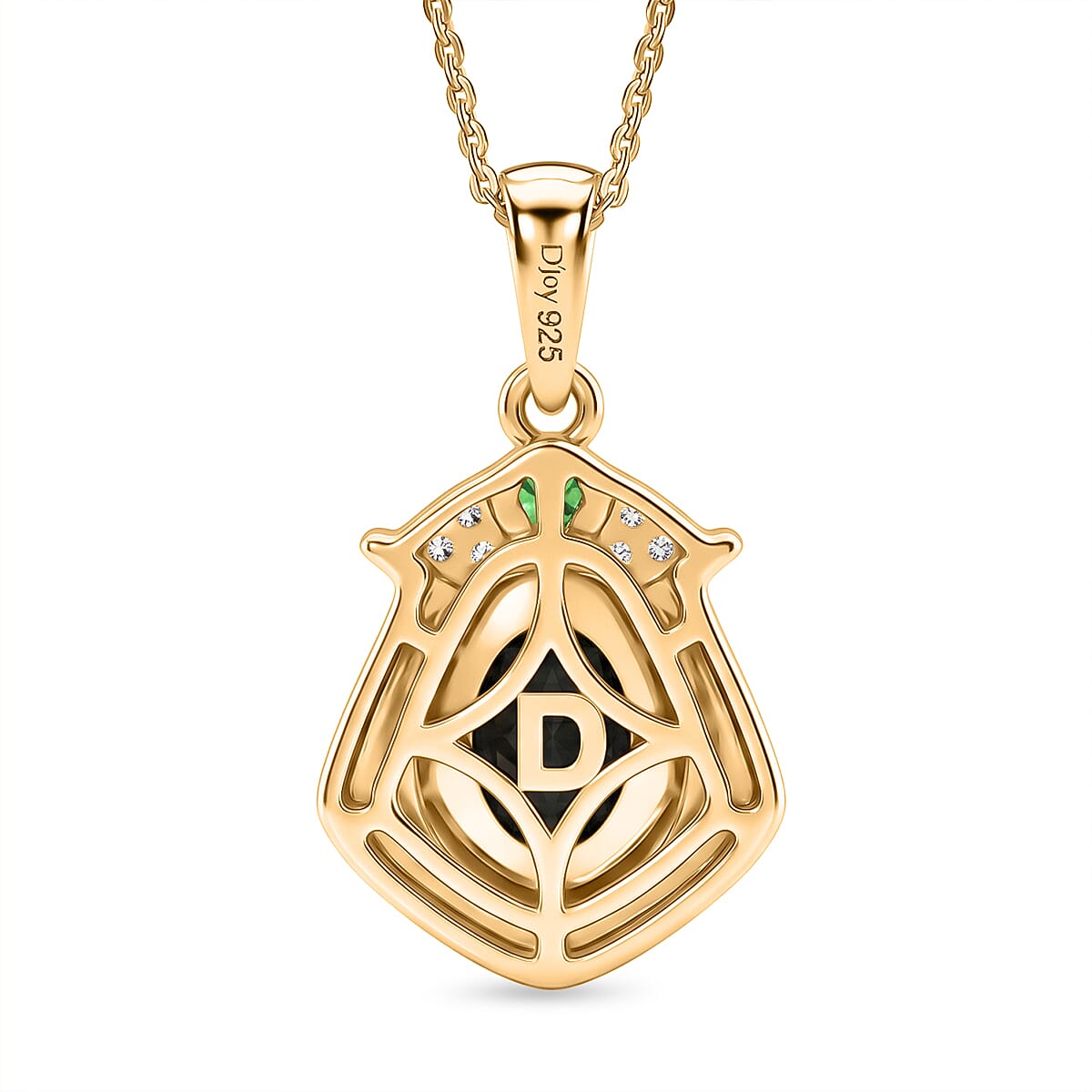 D'Joy - Boulder Opal Triplet, Natural Chrome Diopside & White Zircon Pendant with Chain (Size 20) in Yellow Gold Plated Sterling Silver