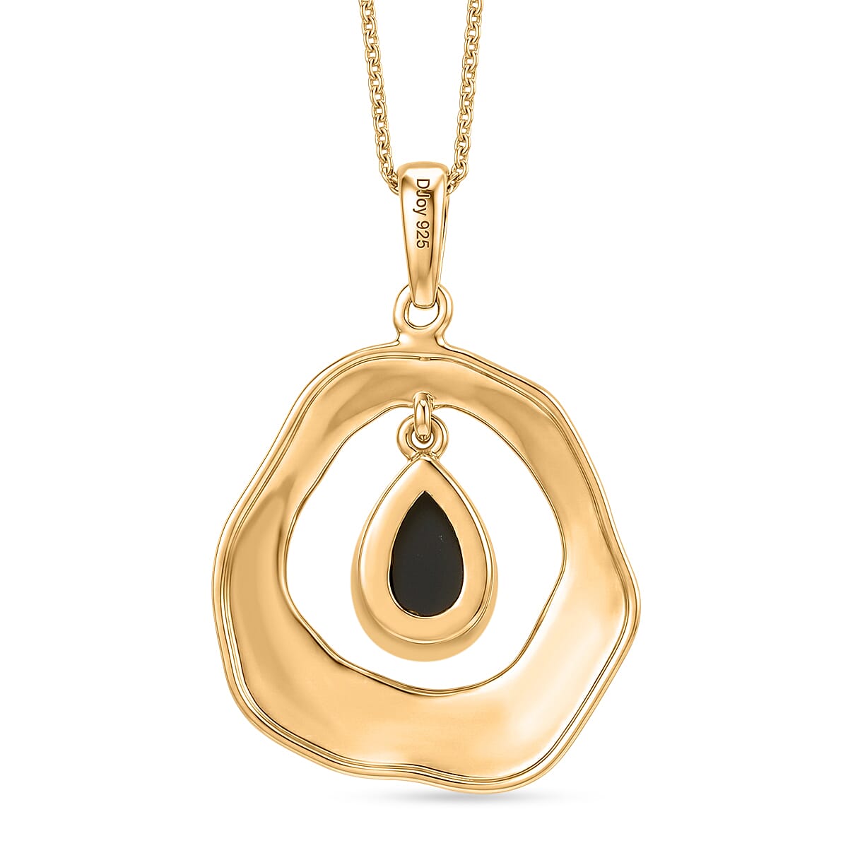 D'Joy - Boulder Opal Triplet Pear Pendant with Chain (Size 20) in Yellow Gold Plated Sterling Silver