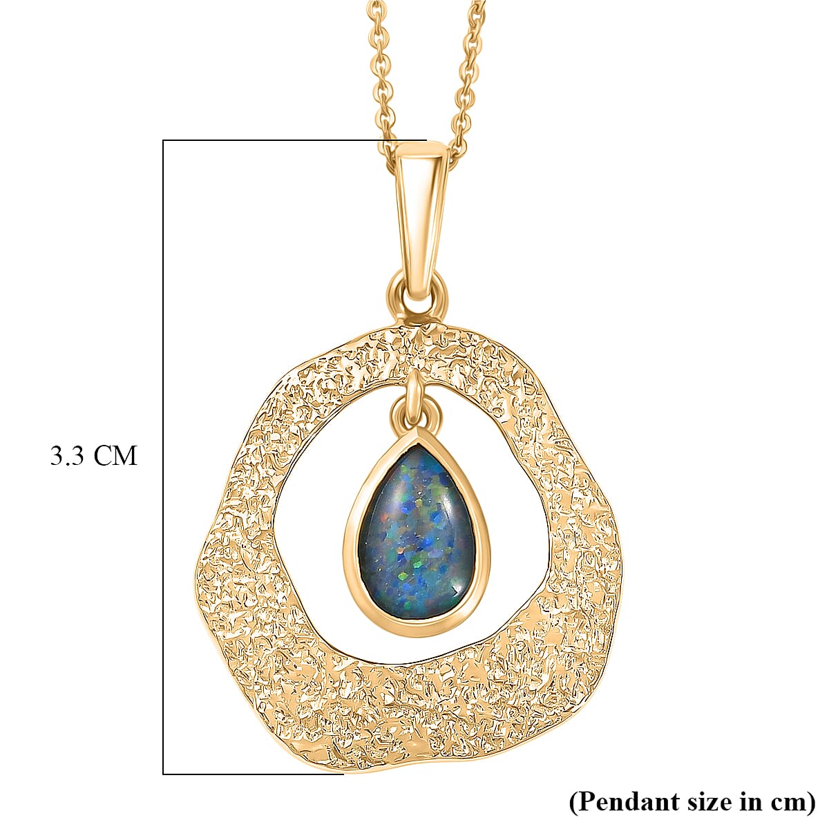 D'Joy - Boulder Opal Triplet Pear Pendant with Chain (Size 20) in Yellow Gold Plated Sterling Silver