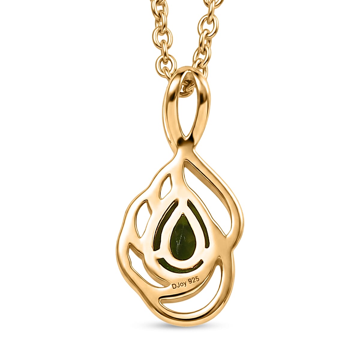D'Joy - Natural Chrome Diopside Solitaire Pendant in Yellow Gold Plated Sterling Silver with Chain (Size 20)