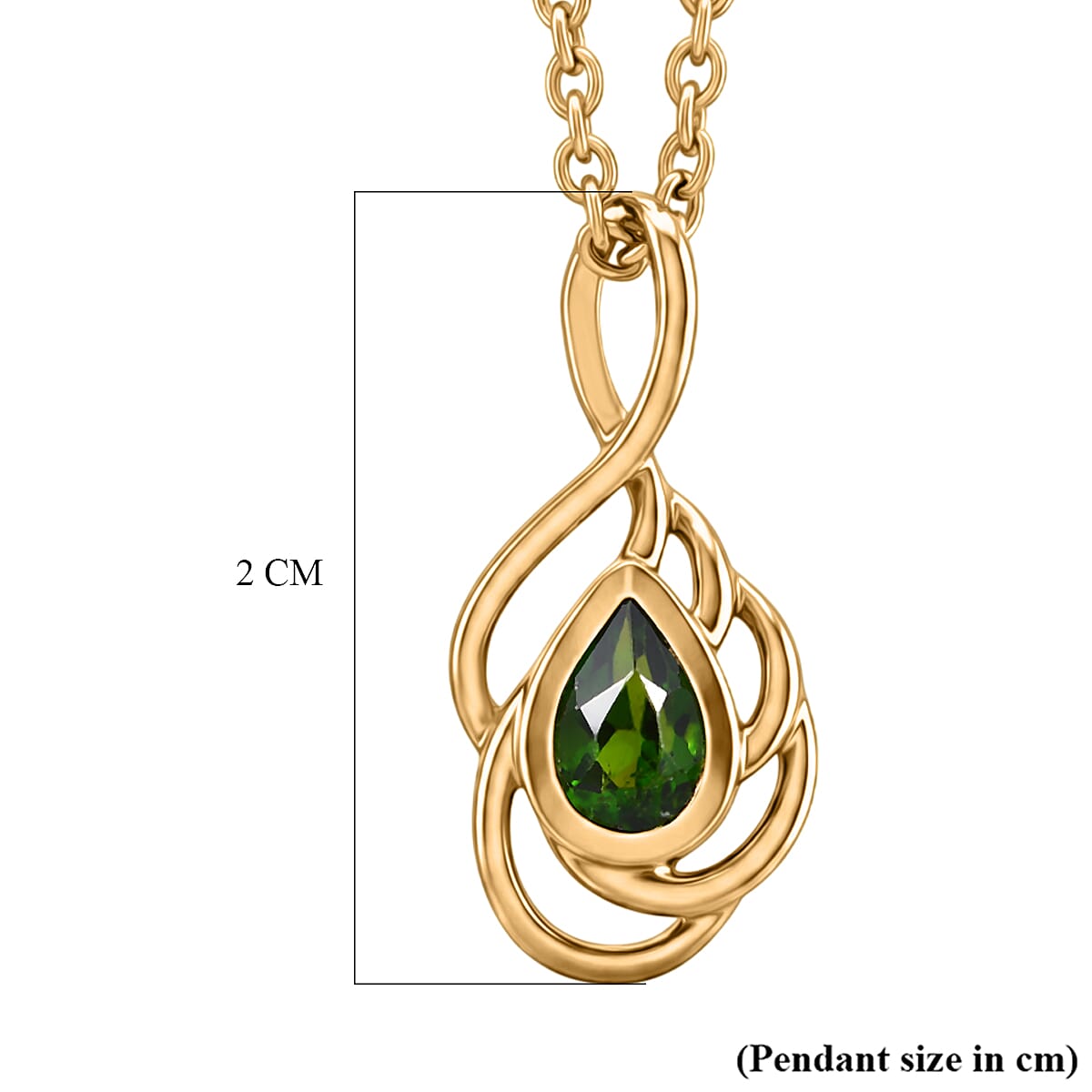 D'Joy - Natural Chrome Diopside Solitaire Pendant in Yellow Gold Plated Sterling Silver with Chain (Size 20)