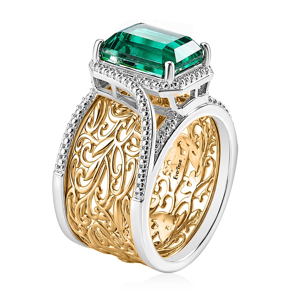 Set of 2 -  Peacock Triplet Quartz Stackable Ring Pure Yellow Brass  4.250  Ct.