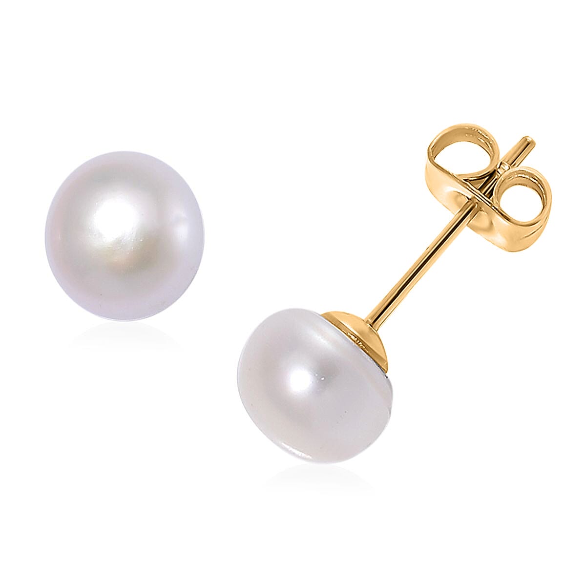 WOW Deal - Set of 5 - Multi Colour Fresh Water Pearl Stud Earrings with Push Backs in Yellow Gold Tone 12.50 Ct.