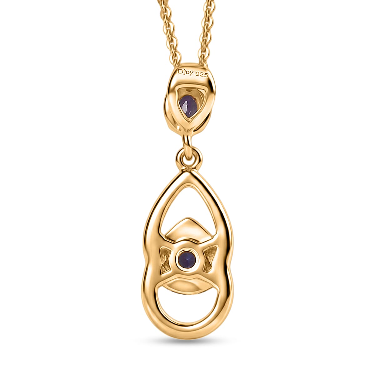 D'Joy - Tanzanite Teardrop Pendant with Chain (Size 20) in Yellow Gold Plated Sterling Silver