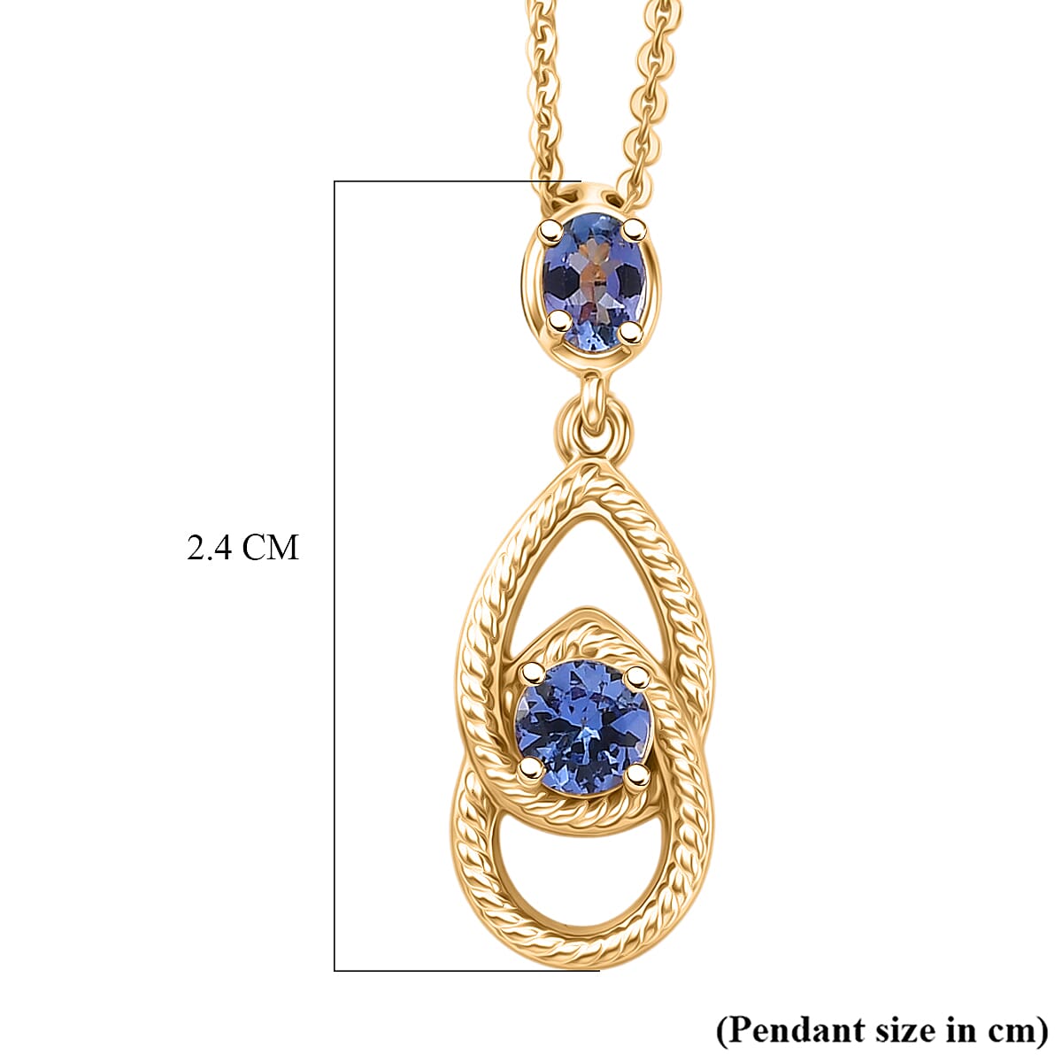 D'Joy - Tanzanite Teardrop Pendant with Chain (Size 20) in Yellow Gold Plated Sterling Silver