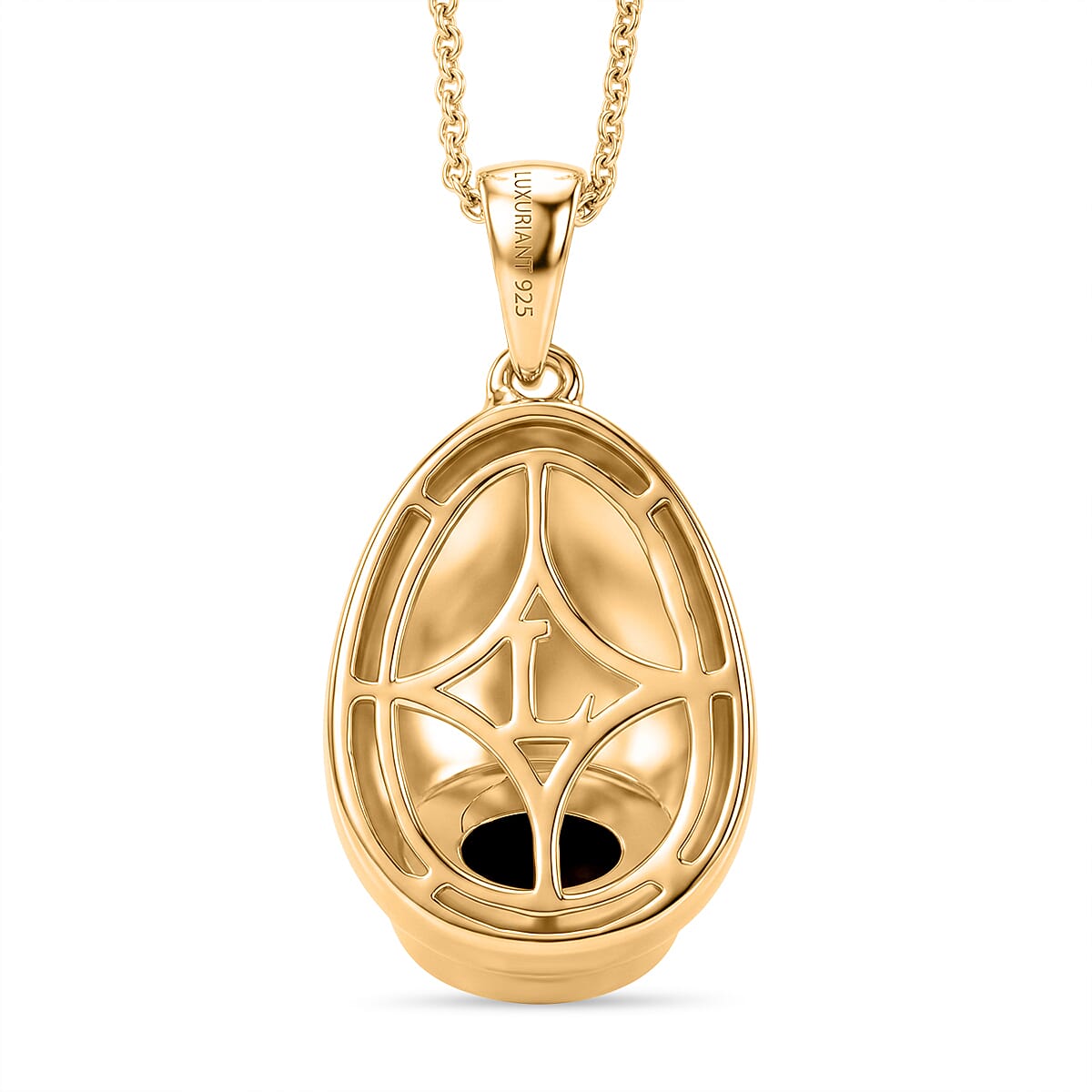 Luxuriant - Ammolite & Lab Grown Diamond (SI-G-H) Pendant with Chain (Size 20) in 18K Vermeil Yellow Gold Plated Sterling Silver 0.85 Ct.