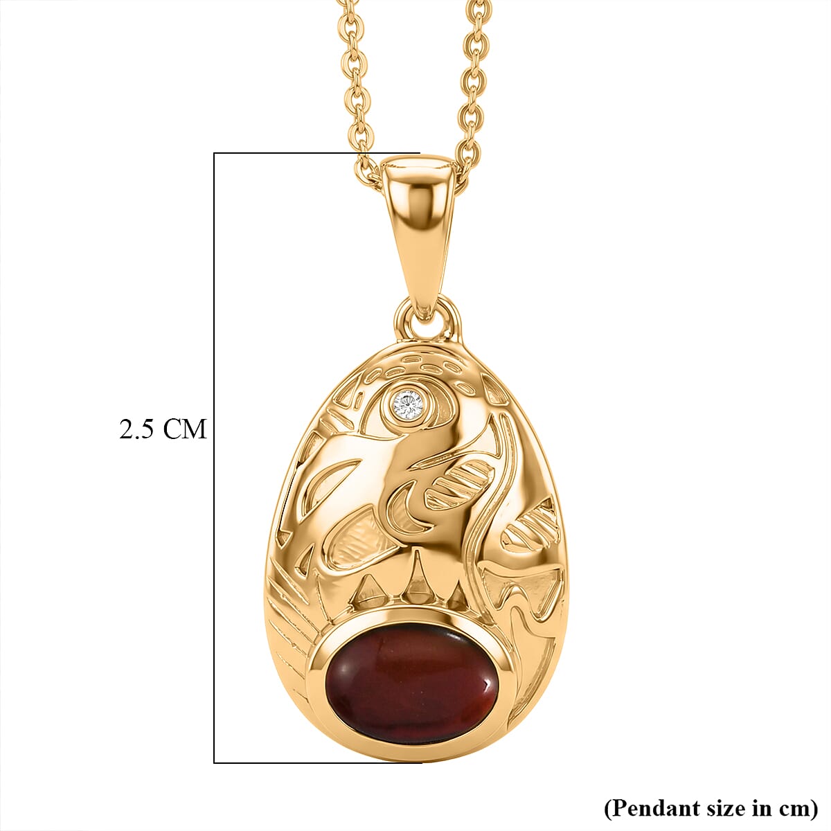 Luxuriant - Ammolite & Lab Grown Diamond (SI-G-H) Pendant with Chain (Size 20) in 18K Vermeil Yellow Gold Plated Sterling Silver 0.85 Ct.