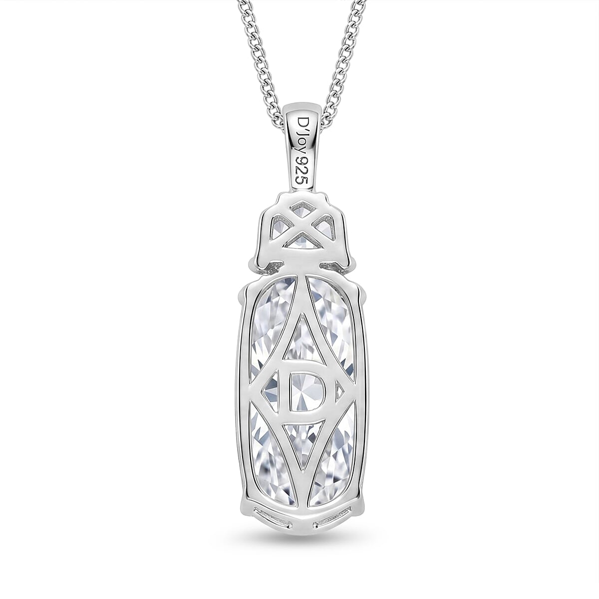 Moissanite Cushion Cut Pendant with Chain (Size 18) in Rhodium Overlay Sterling Silver 6.61 Ct.