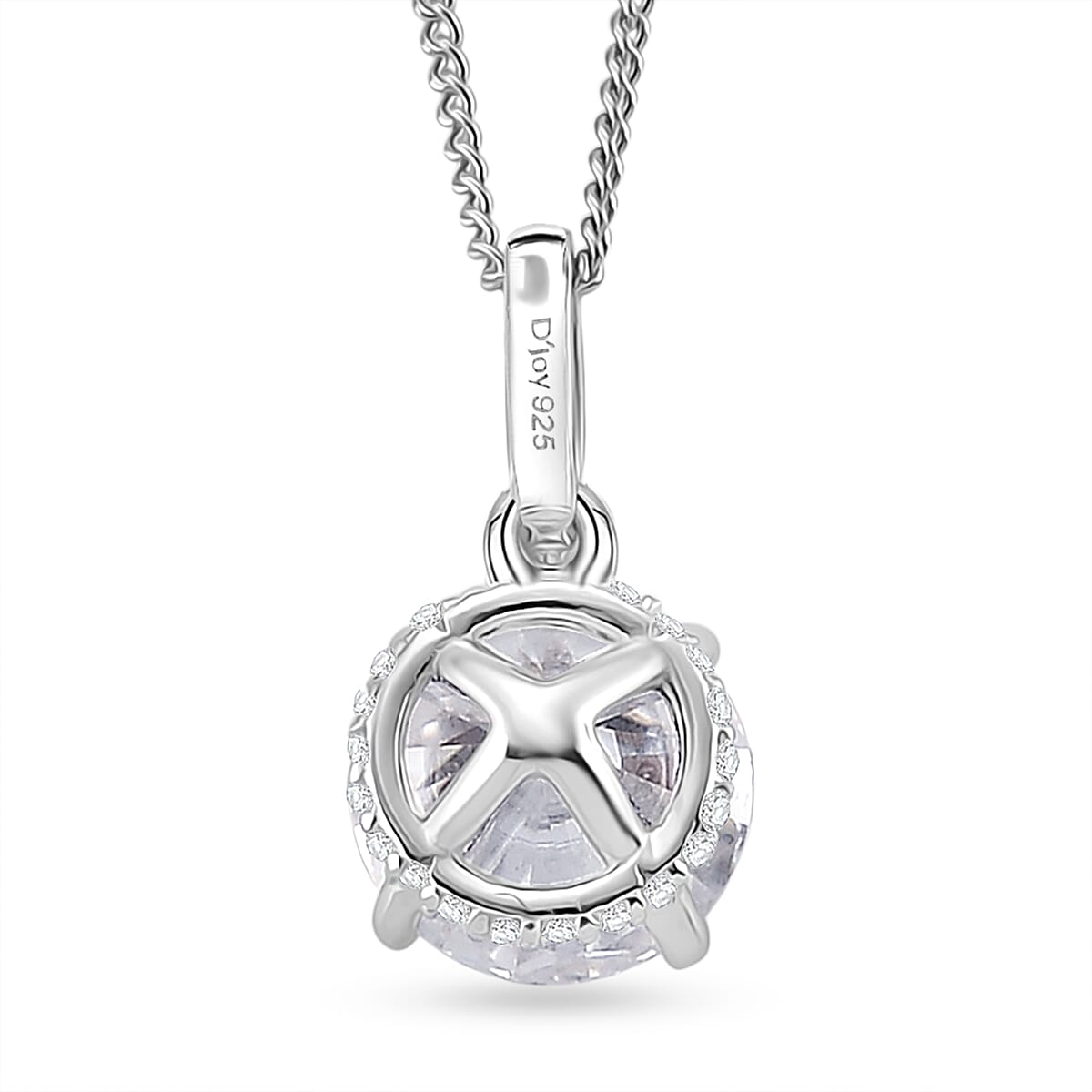 Crown inspired Moissanite Solitaire Pendant with Chain (Size 18) in Rhodium Overlay Sterling Silver 3.30 Ct.