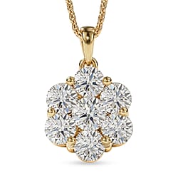 LUXURIANT 2 Ct. Lab Grown Diamond Pressure Set Pendant with Chain (Size 20) in Rhodium Overlay Sterling Silver (SI-G-H)